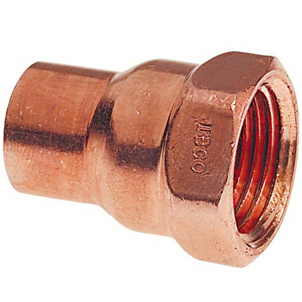 Copper Wrot Adapter, 1/2 in x 1/4 in, Copper x FNPT