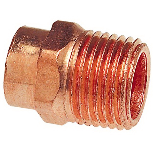 Copper Wrot Adapter, 1/2 in x 1/4 in, Copper x MNPT