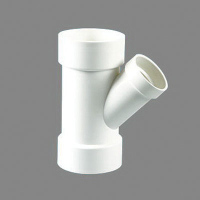 White PVC SCH 40 Molded 45 deg DWV Reducing Wye, 3 in x 3 in x 2 in, Hub, Domestic, 25/CT