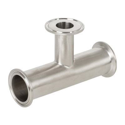 304 Stainless Steel Sanitary Reducing Tee, 2-1/2 in x 1-1/2 in, Clamp End