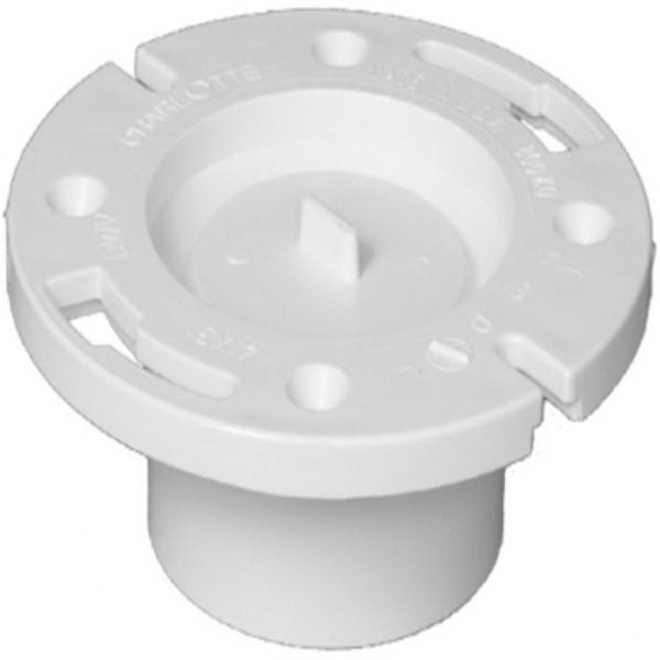 White PVC SCH 40 Pop Top DWV Closet Flange with Knock Out/Slots, 3 in x 4 in