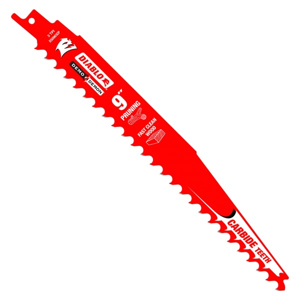 DIABLO® DS0903CP3 Reciprocating Saw Blade, 9 in L, 1 in W, Straight, Tapered Cut, 3 TPI, Carbide Cutting Edge