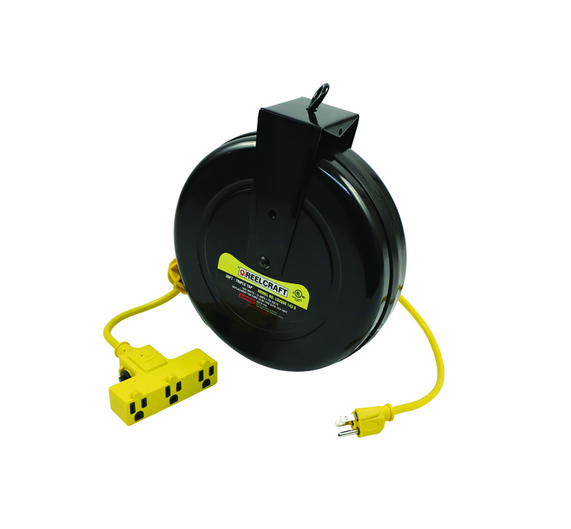 Reelcraft - #LD2030 143 9 - Cord Reel - 14 AWG / 3 Cond x 30ft - 13 AMP - Triple Outlet - w/ Cord
