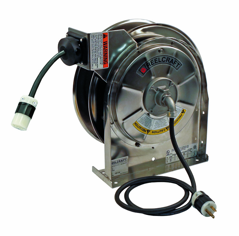 Reelcraft - #LS 5415 123 3M - Cord Reel - 12 AWG / 3 Cond x 15ft - 15 AMP - Single Medical Grade Receptacle - w/ Cord