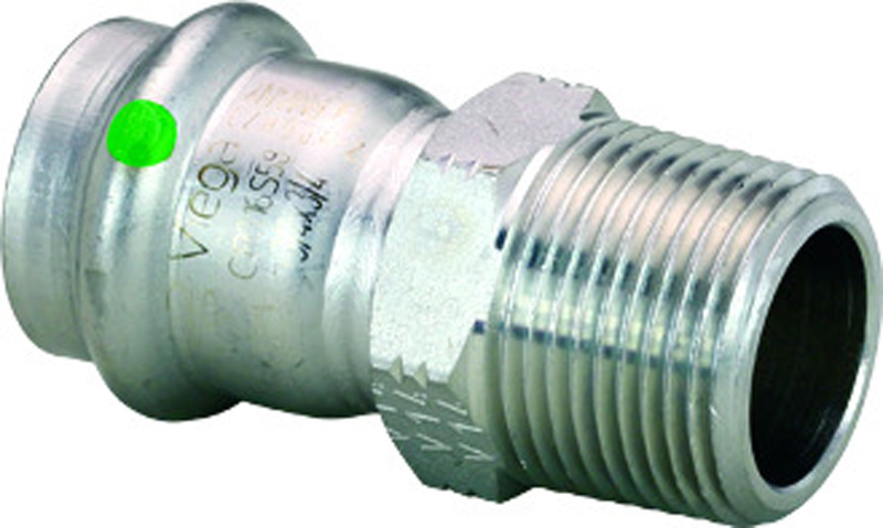 Viega 4011 Series 80040 Adapter, 1 in Press x 1 in MNPT, Stainless Steel