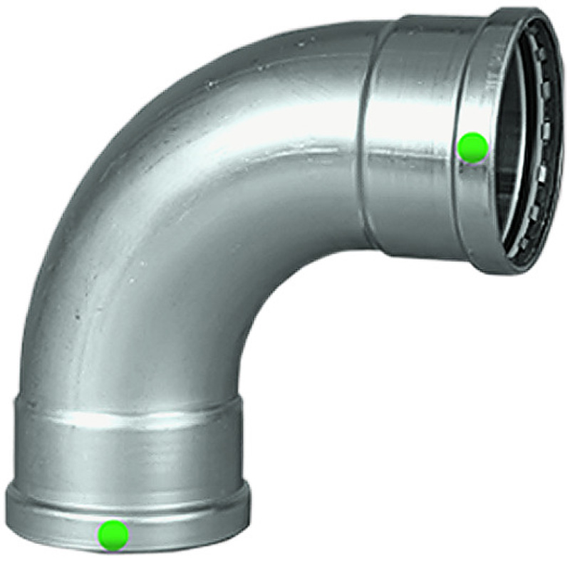 VIEGA #80435 - 3 - 316 SS PPR 90 DEG ELL (P) (EPDM)