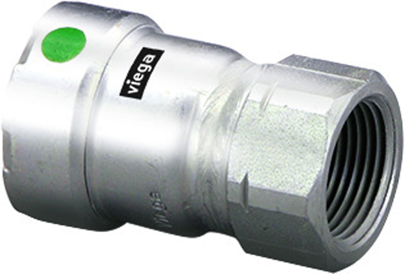 Viega 5112 Series 90260 Adapter, 1/2 in Press x 1/2 in FNPT, Stainless Steel