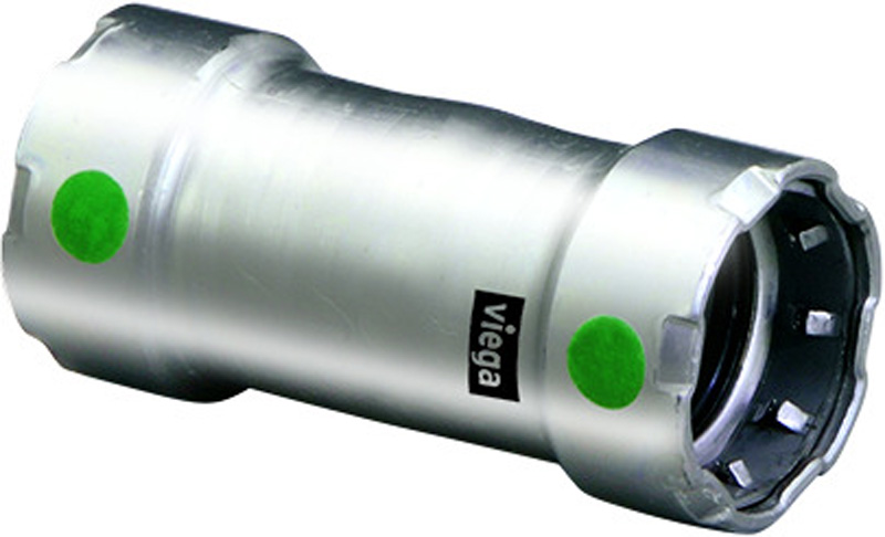 Viega 5115.5 Series 90320 Coupling, 1 in Press x 1 in Press, Stainless Steel