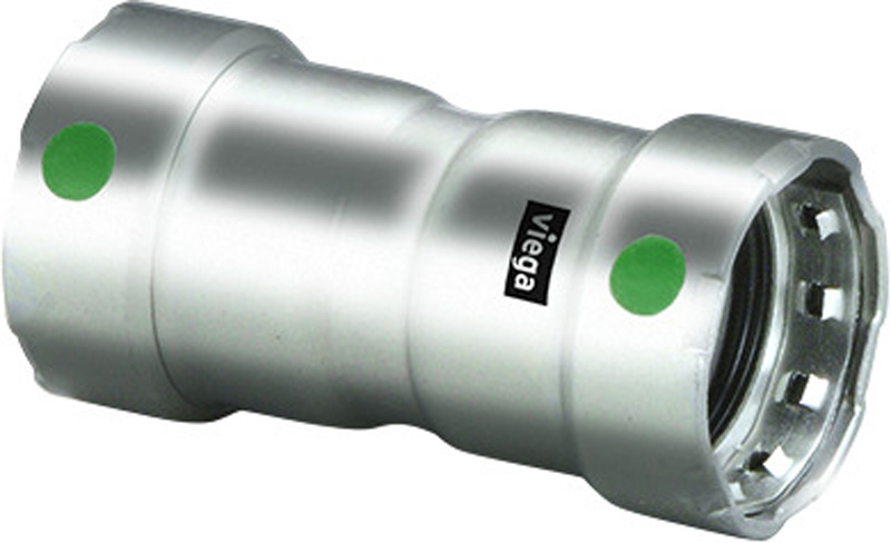 Viega 5115 Series 90290 Coupling With Stop, 3/4 in Press x 3/4 in Press, Stainless Steel