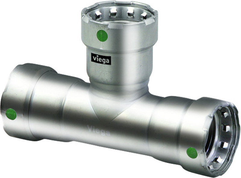 Viega 5118 Series 90125 Tee, 2 in Press x 2 in Press x 2 in Press, Stainless Steel