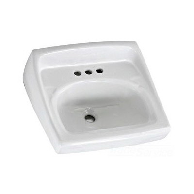American Standard Lucerne™ 0355.012.020 White Vitreous China Wall Mount Lavatory Sink, 1-Bowl, 3-Faucet Holes