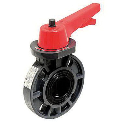 American Valve® P21 Lead Free SCH 80 PVC Butterfly Valve, 4 in, Wafer, 150 psi, 140 deg F