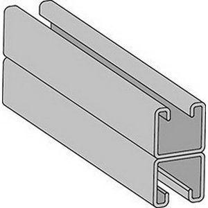 Anvil-Strut™ 2400001760 Pre-Galvanized Welded Back to Back Channel with Elongated Holes, 20 ft L x 1-5/8 in W x 1-5/8 in H