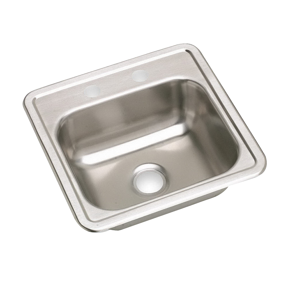 DAYTON® K11515-2 Satin 23 ga Stainless Steel Top Mount Bar Sink, 1-Bowl, 2-Faucet Holes