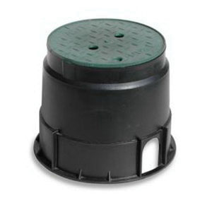 HYDRAPRO DUR100 Black/Green Polypropylene Round Valve Box with Lid, 9-7/8 - 10 in