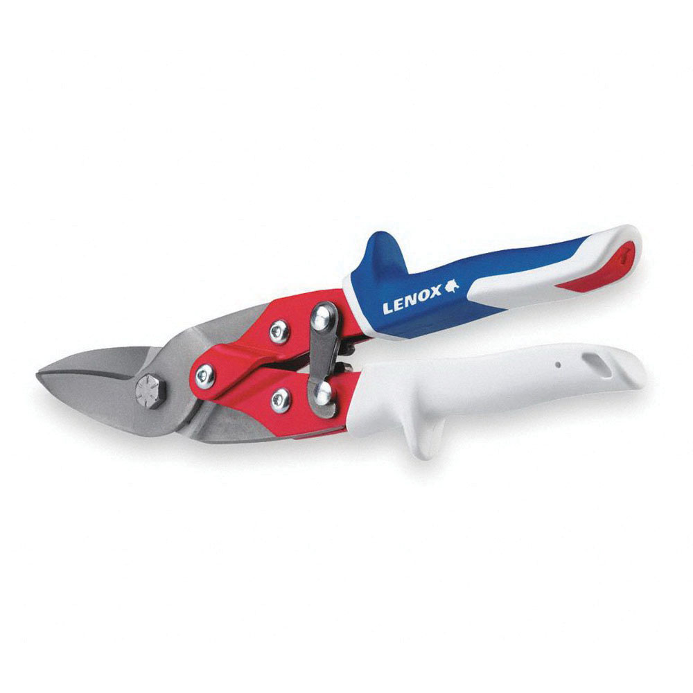 Lenox® 22101101 Red/White Handle Left Cut Aviation Snip, 18 ga Sheet Metal/22 ga Stainless Steel, 10 in L