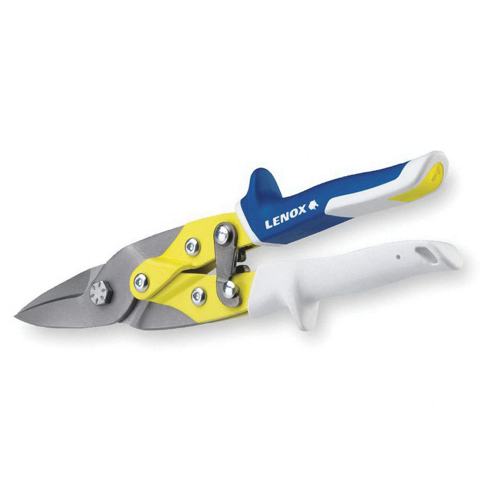 Lenox® 22103103 Yellow/White Handle Straight Cut Aviation Snip, 18 ga Sheet Metal/22 ga Stainless Steel, 10 in L