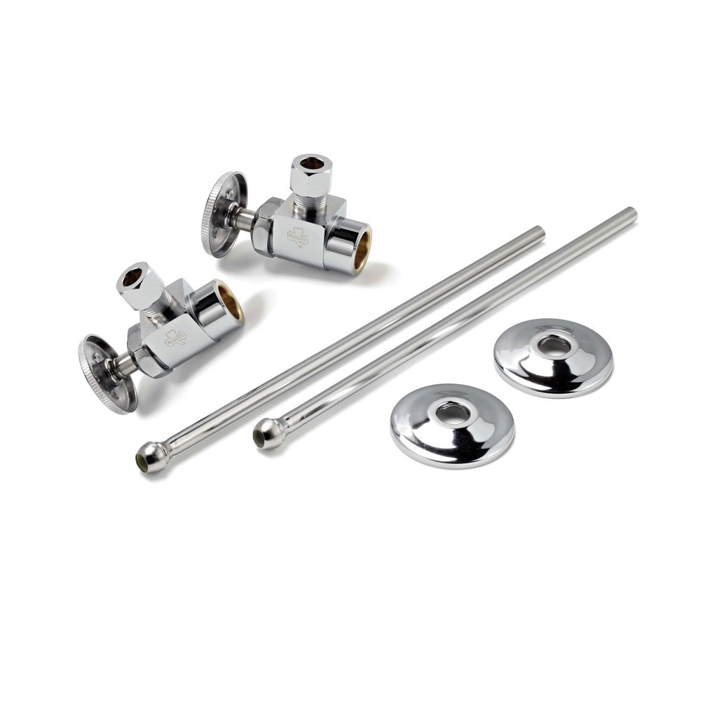 McGuire™ LF175 Polished Chrome Brass Wheel Handle Lavatory Supply Kit, 1/2 in Sweat x 3/8 in Compression
