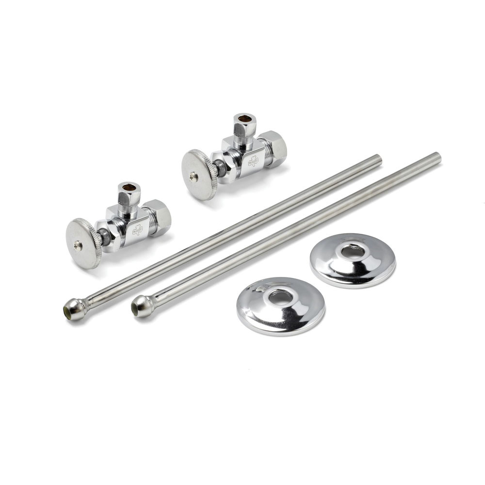 McGuire™ LF2165CC Polished Chrome Brass Wheel Handle Lavatory Supply Kit, 1/2 in Compression x 3/8 in Compression