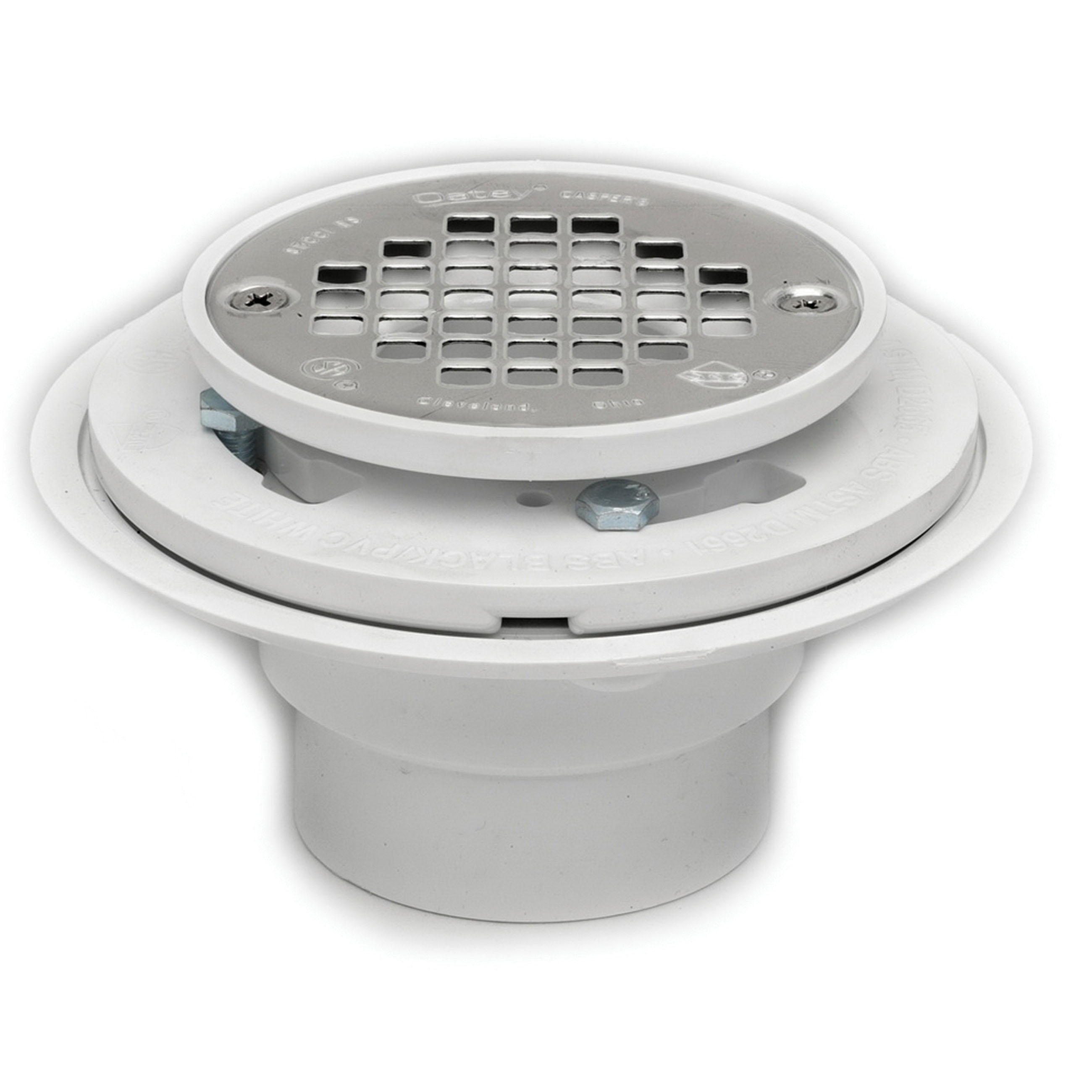 Oatey® 42213 Plastic/Stainless Steel White SCH 40 Shower Drain with Strainer, 2 - 3 in, Threaded
