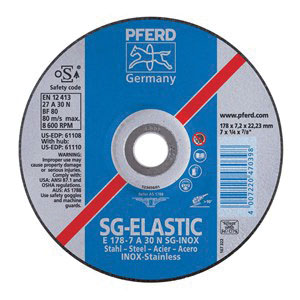 PFERD 61114 Aluminum Oxide Performance Line Depressed Center Wheel, 4-1/2 in Dia x 1/4 in THK, 13300 rpm, Grit 30