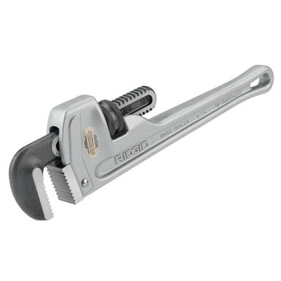 RIDGID® 31100 Steel Jaw Aluminum Handle Straight Pipe Wrench, 2-1/2 in, 18 in L