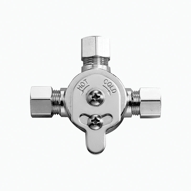 Sloan® 3326009 Chrome Plated Silver Brass Below Deck Mechanical Mixing Valve, 3/8 in, Compression, 1.75 - 4 gpm