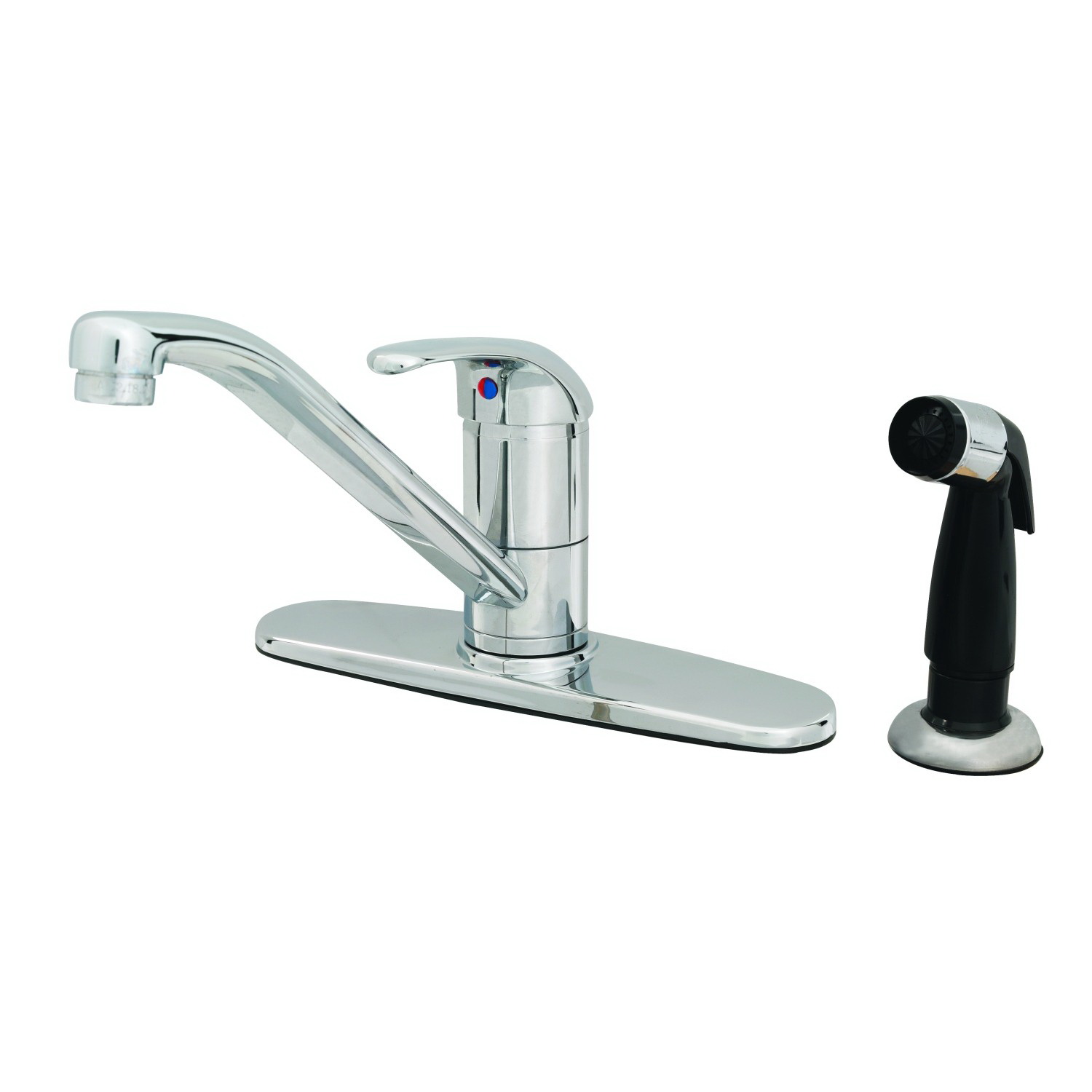 T & S B-2730 Polished Chrome Brass Lever Handle Kitchen Faucet with Spray, 3/8 in, Compression