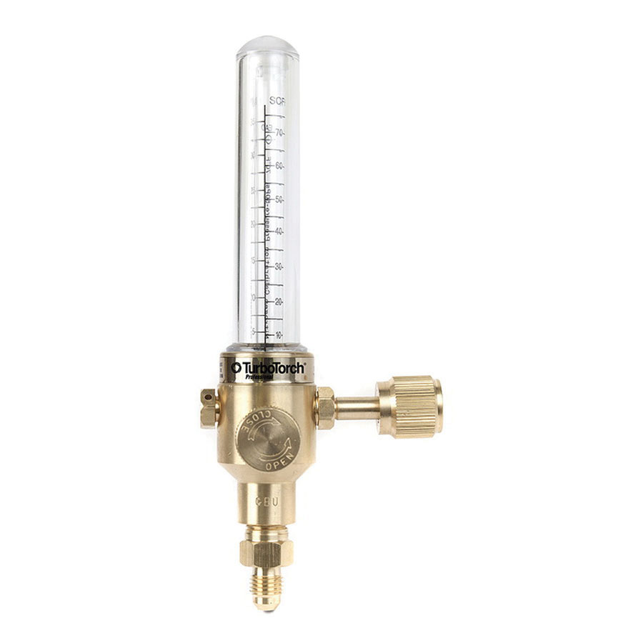 Turbotorch® 0386-0849 Brass Nitrogen Flow Meter, 1/4 in Male Flare, 0 -75 scfh, 0 - 35 lpm