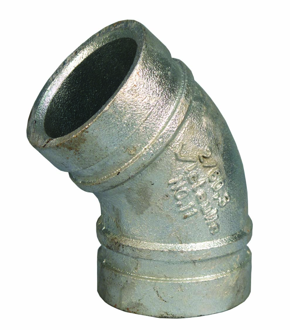 Victaulic® 11 Series F020011G00 Elbow, 2 in Grooved x 2 in Grooved, Iron, Hot-Dipped Galvanized, 2-3/8 in OD