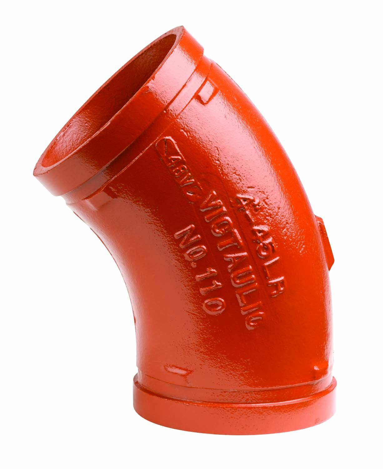 Victaulic® 110 Series 110-212 Long Radius Elbow, 2-1/2 in Grooved x 2-1/2 in Grooved, Iron, Orange Enamel