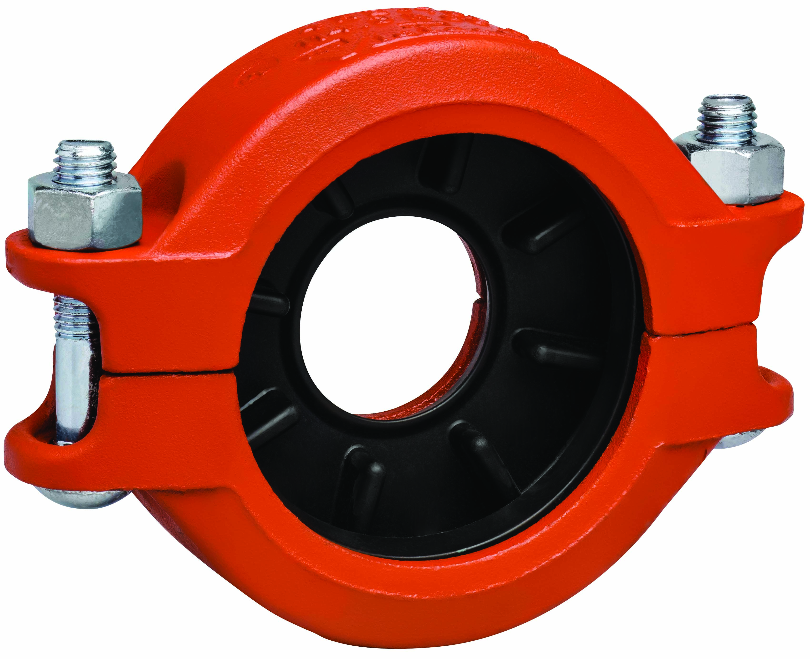 Victaulic® 750 Series LD35750PE0 Reducing Coupling, 4 in Grooved x 2-1/2 in Grooved, Iron, Orange Enamel-Painted